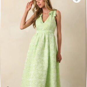 NEW MARGARET CHARTREUSE FLORAL JACQUARD MIDI DRESS